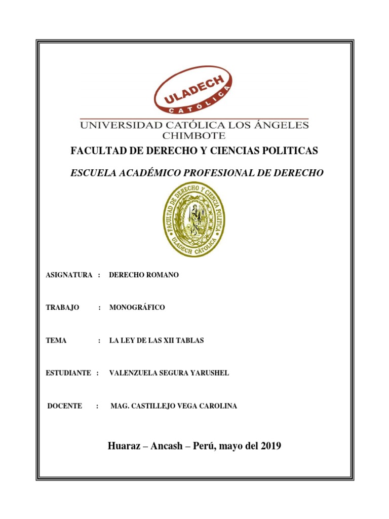La Ley Las XII Tablas (Monografía) | PDF | Ley | Roma antigua