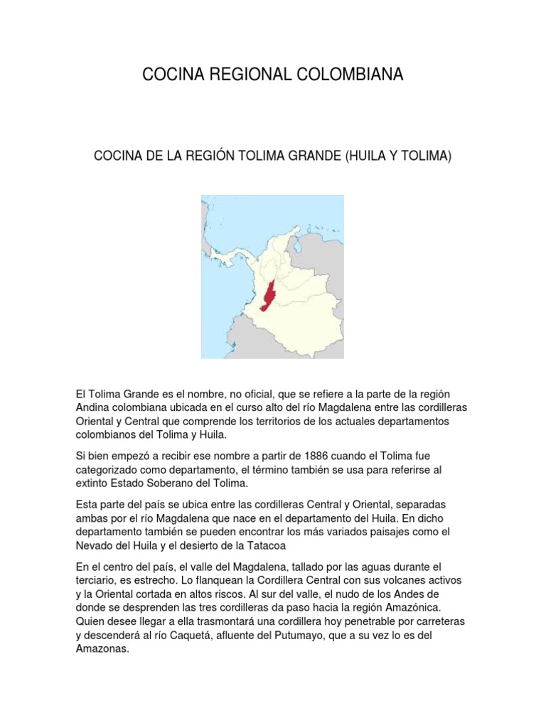 Cocina Tradicional de Colombia | PDF | Alimentos | Cocina