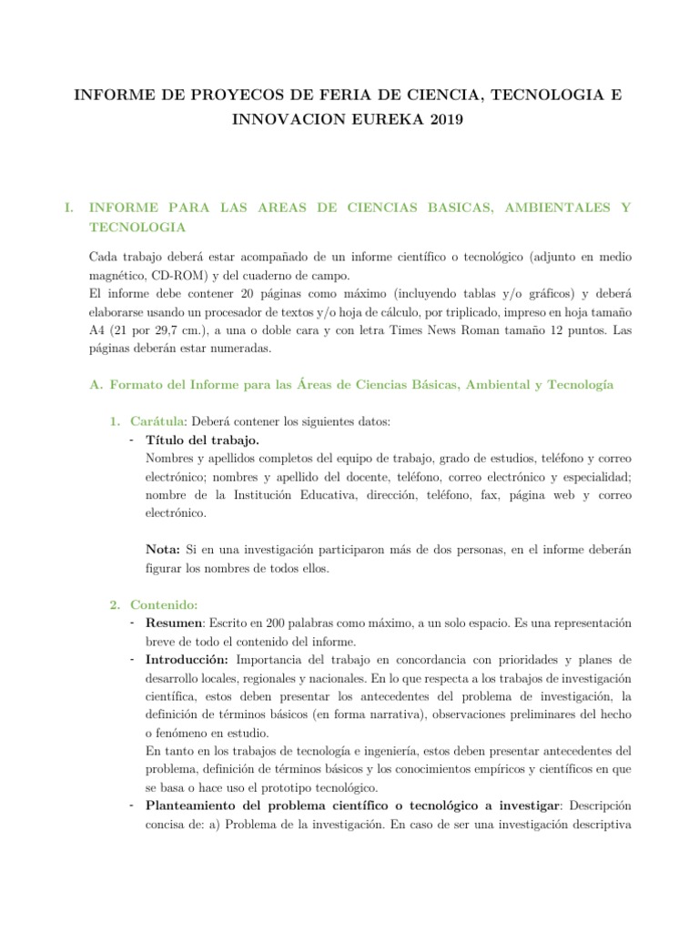 Informe de Proyectos Feria de Ciencias 2019 | PDF | Hipótesis | Science