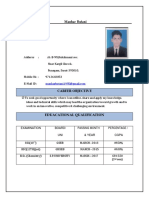 Manhar Butani: Examination Board/ UNI Passing Month & Year Percentage / Cgpa