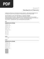 Lesson 3: Matching Sets of Characters