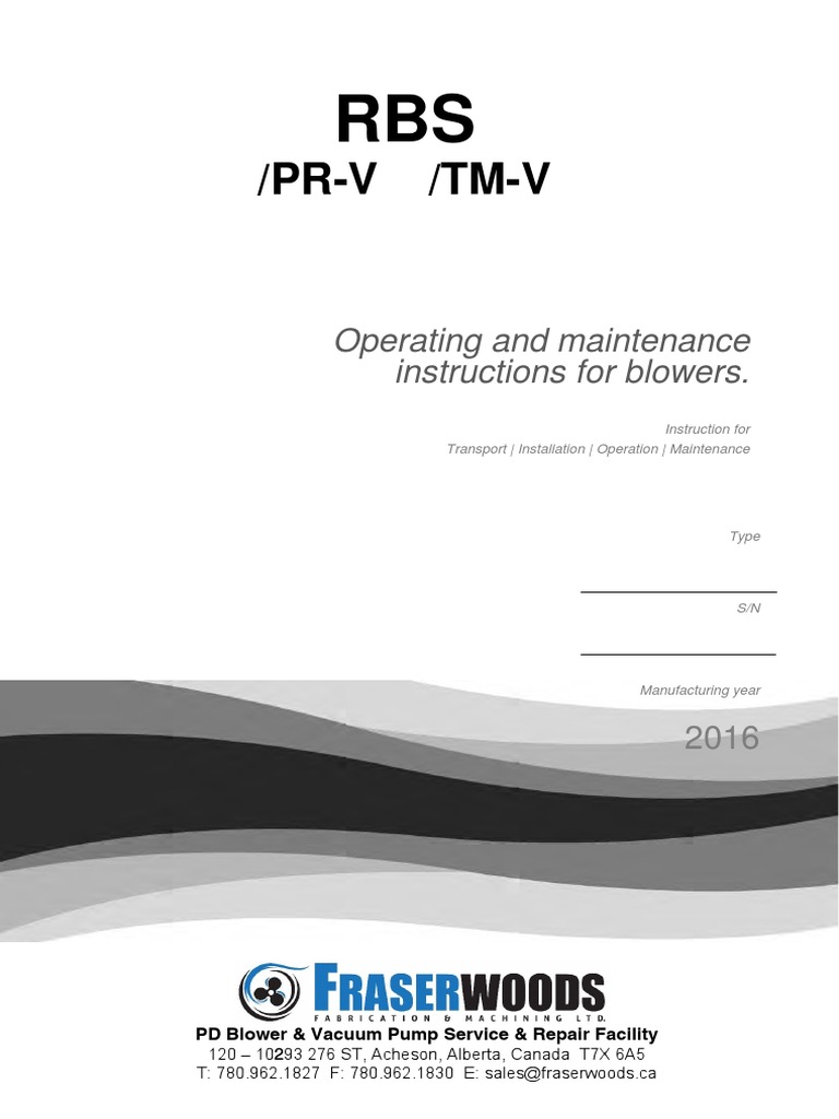 RBS Blower Operation & Maintenance Manual | PDF | Motor Oil | Valve