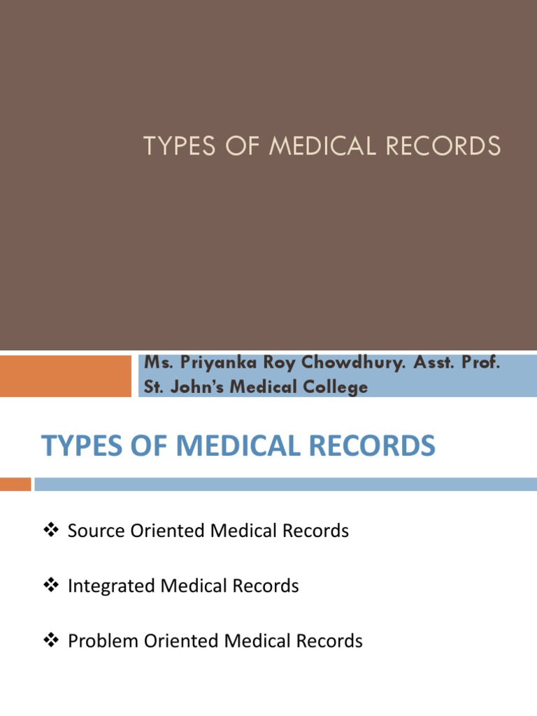 Types of Medical Records PDF Medical Record Therapy