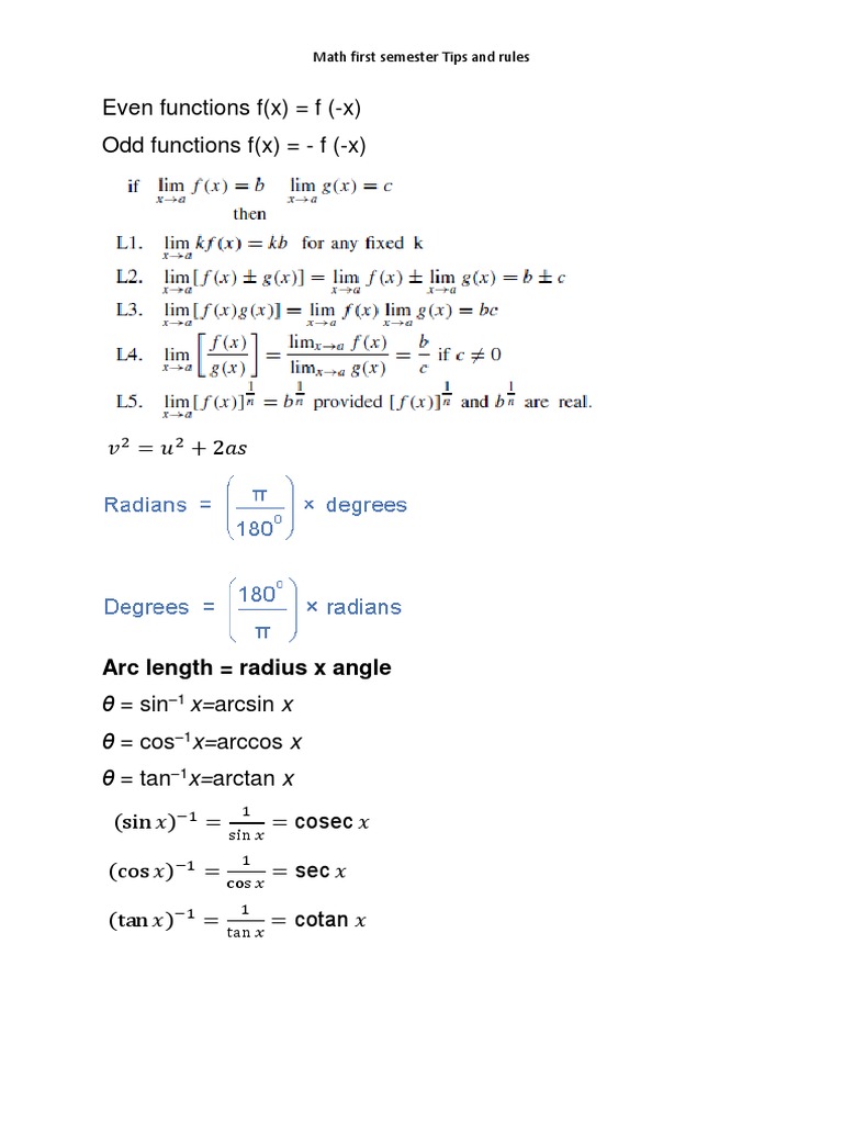 Even Functions F (X) F (-X) Odd Functions F (X) - F (-X) : Arc Length ...