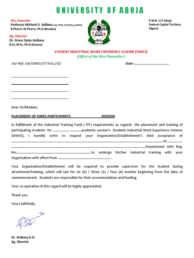 University of Abuja: Student Industrial Work Experience Scheme (Siwes ...