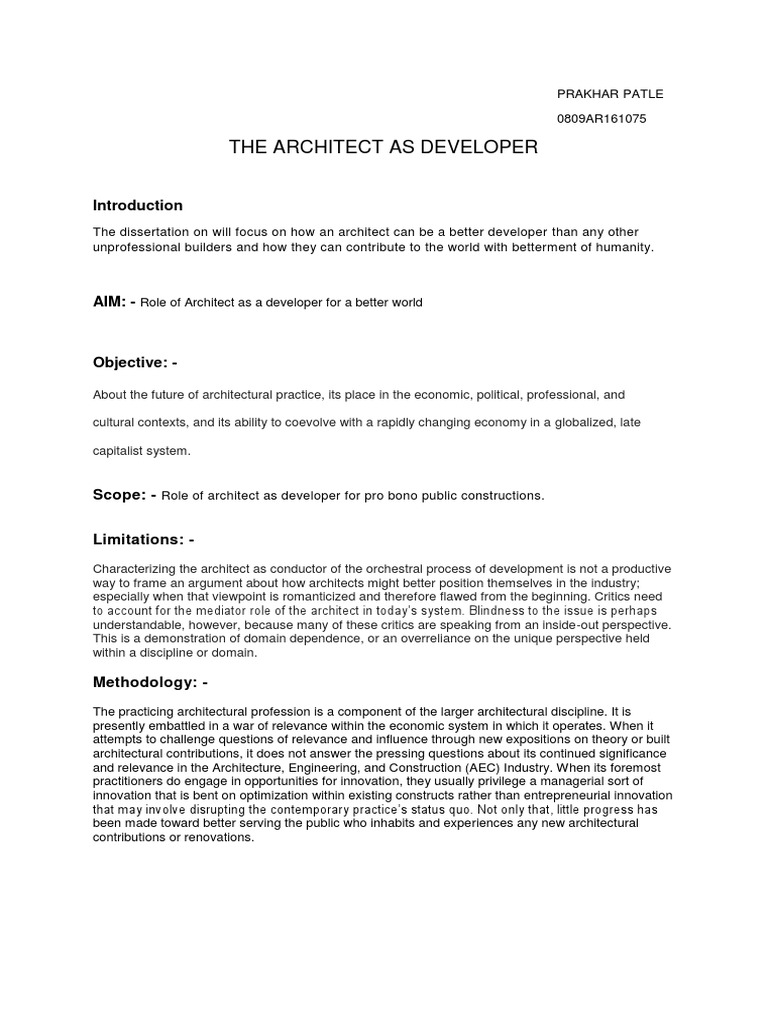The Architect As Developer PDF