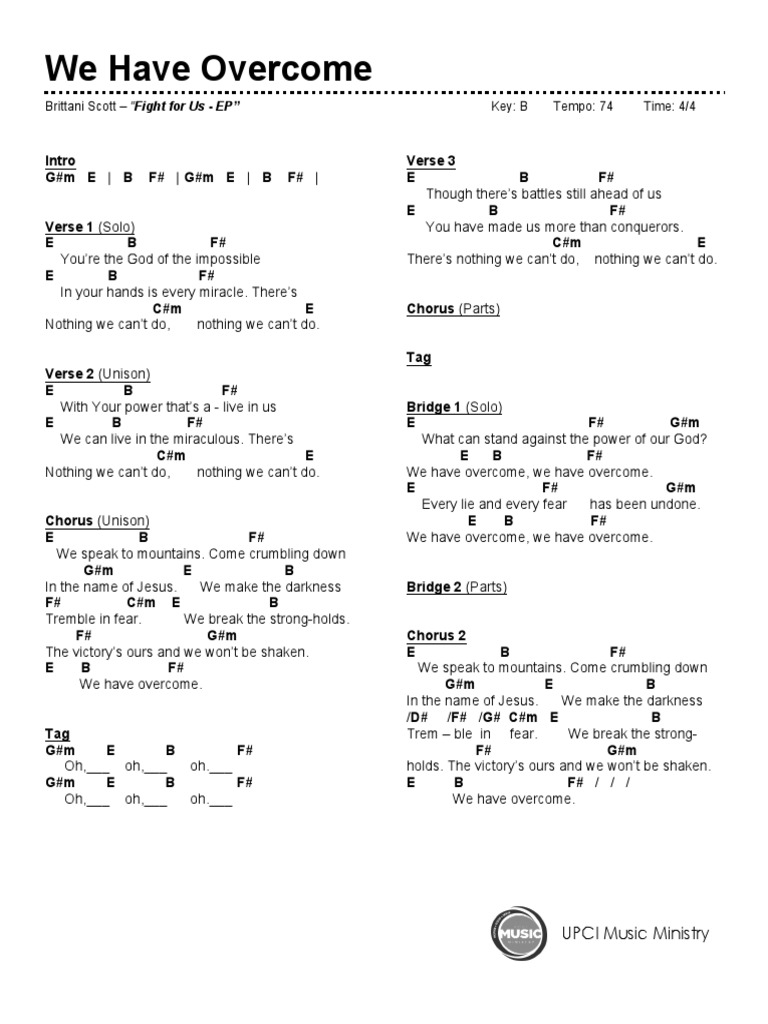 We Have Overcome - Chord Chart | PDF | Song Structure | Musical Forms