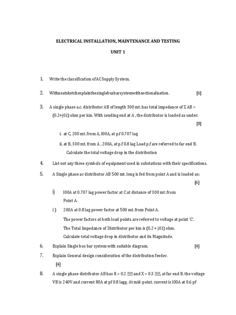 Electrical Installation, Maintenance and Testing Unit 1 PDF Electrical Impedance Voltage