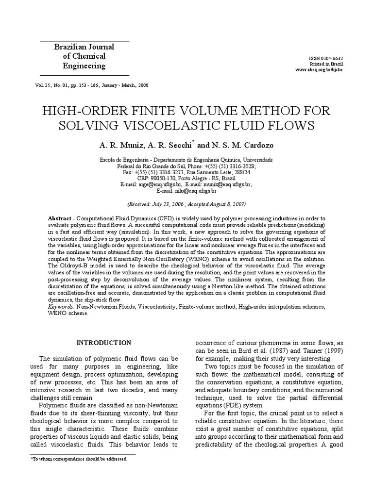 High-Order Method for Viscoelastic Flows | PDF | Fluid Dynamics ...