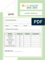 Examen Trimestral Cuarto Grado 2018-2019