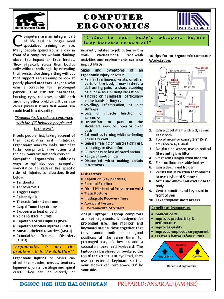 Computer Ergonomics for Better Health | PDF | Musculoskeletal System ...
