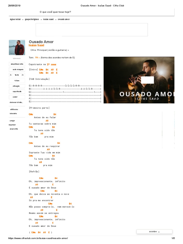 Ousado Amor Isaías Saad Cifra Club PDF Violão clássico Tecnologia musical