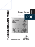 Behringer MIC200 Mic Tube Preamp User Manual