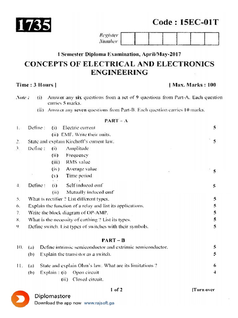 Karnataka Diploma Concepts of Electrical and Electronics Engineering ...
