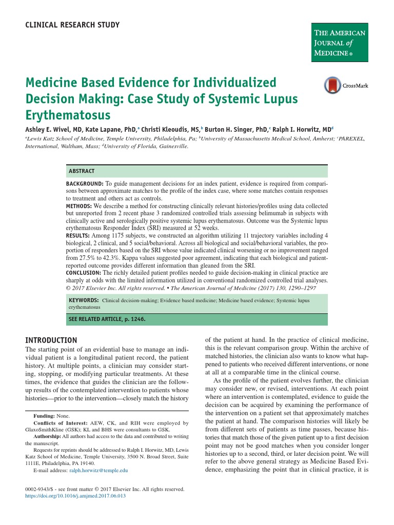 CH01 Final | PDF | Systemic Lupus Erythematosus | Clinical Trial