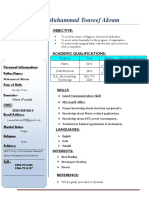 CV: Muhammad Touseef Akram's Academic and Professional Experience