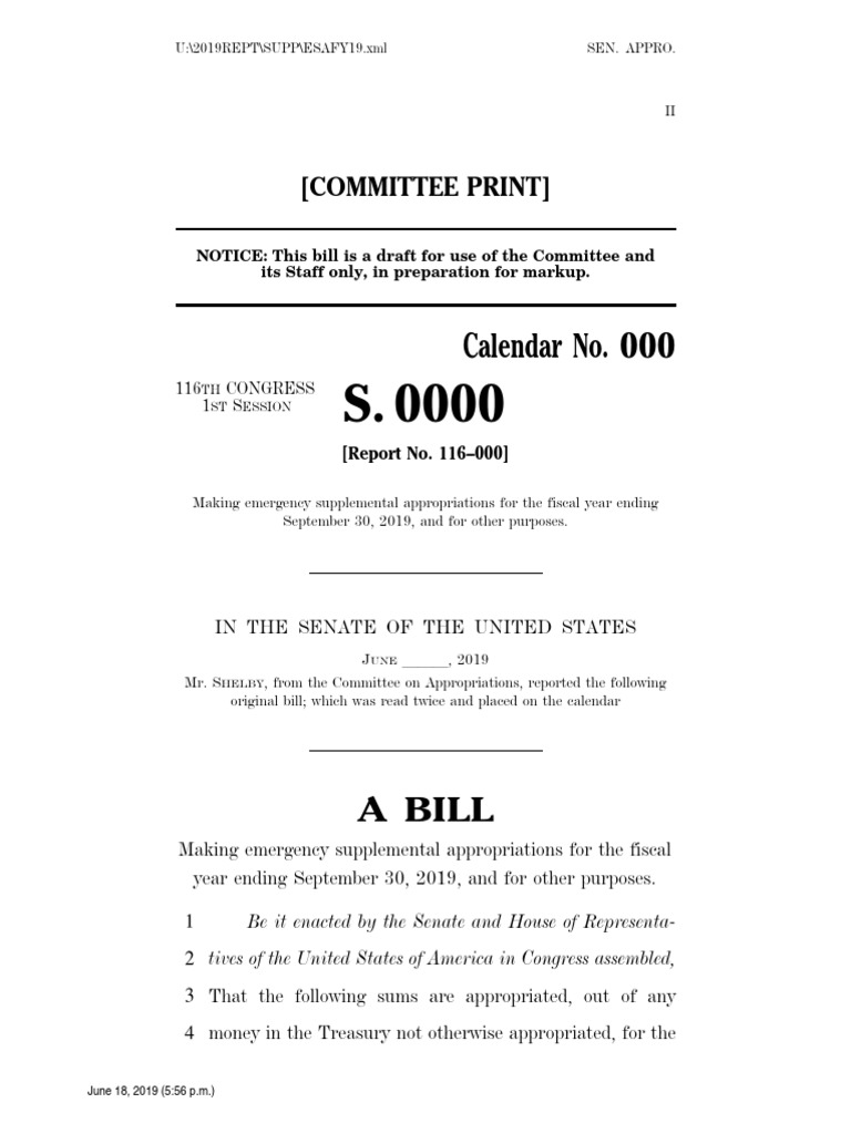 Fy19 Border Security Supplemental Appropriations Bill Text Appropriations Bill United States U S Customs And Border Protection