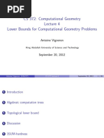 CS 372: Computational Geometry Lower Bounds For Computational Geometry Problems