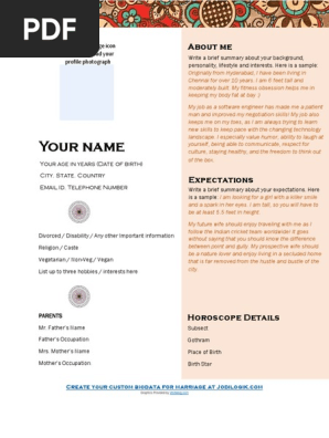 Marriage Biodata Format - Comprehensive.docx