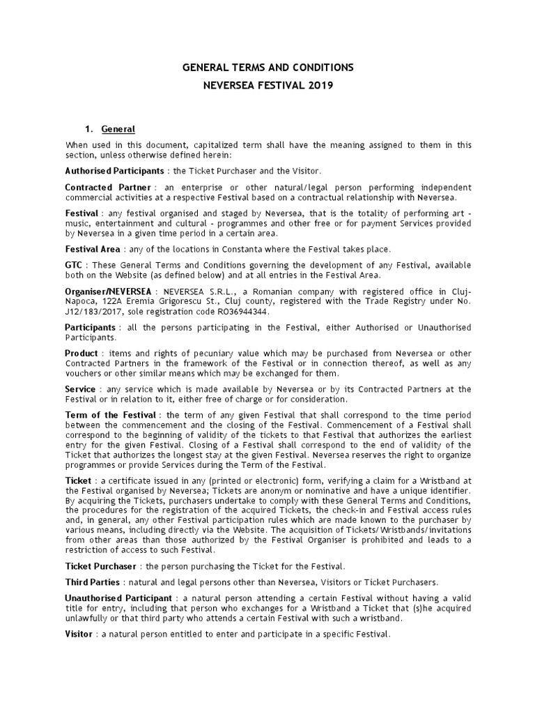Terms and Conditions en 2019 | PDF | Payments | Identity Document