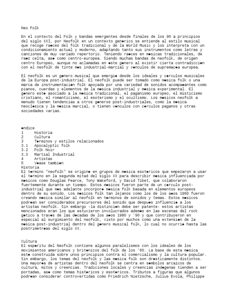 Neofolk: Orígenes y Controversias | PDF | Música contemporánea ...