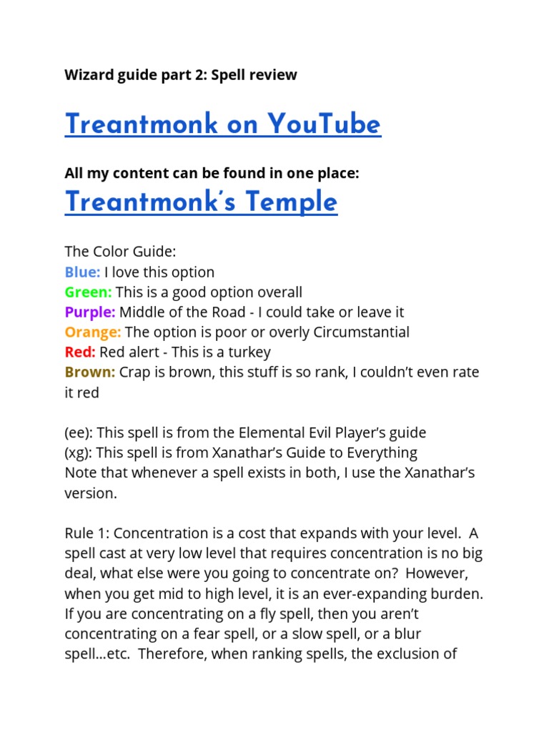 Wizard Guide: Spell Ratings and Tips | PDF | Teaching Methods ...