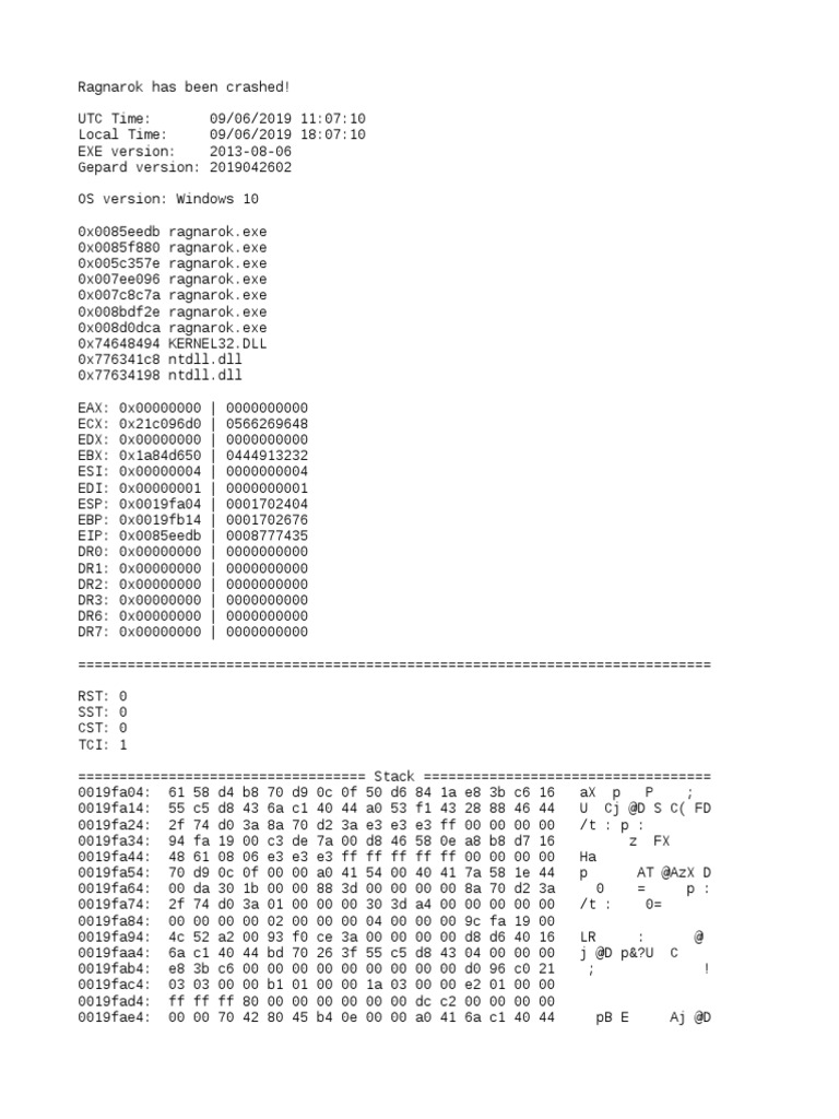 Game Crash Log PDF X86 Architecture