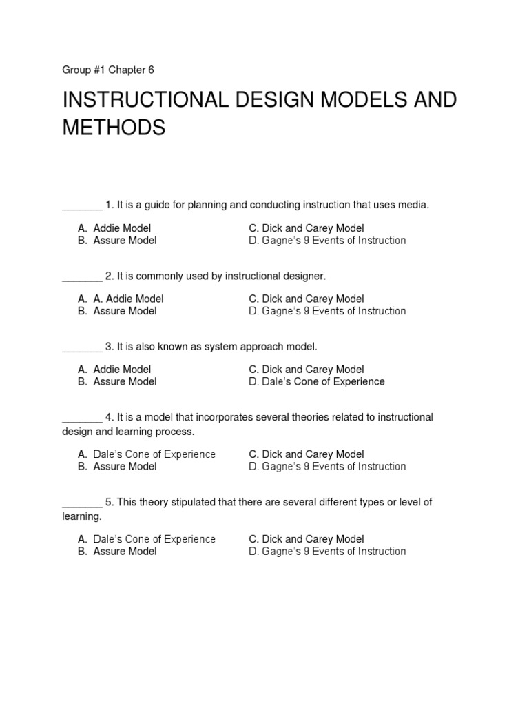 Instructional Design Models and Methods | PDF | Instructional Design ...