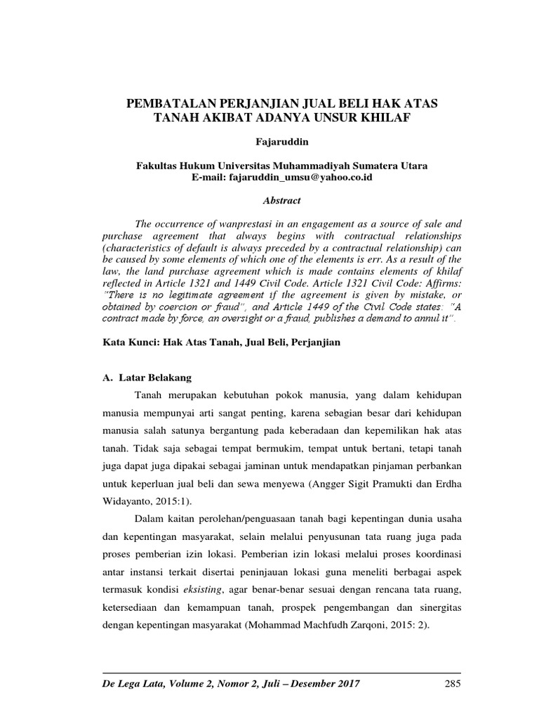 176714 Id Pembatalan Perjanjian Jual Beli Hak Atas