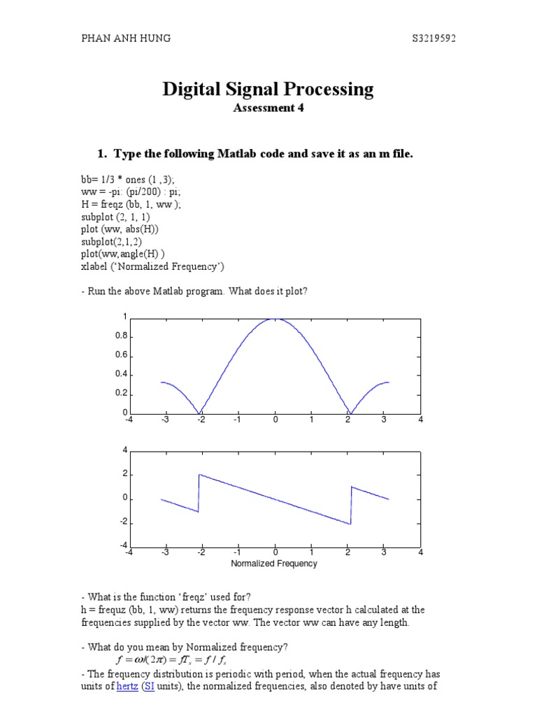 MATLAB DSP Assignment Overview | PDF | Filter (Signal Processing ...