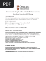 Action Research: A Way To Explore and Understand Your Classroom Anne Burns, University of NSW, Sydney