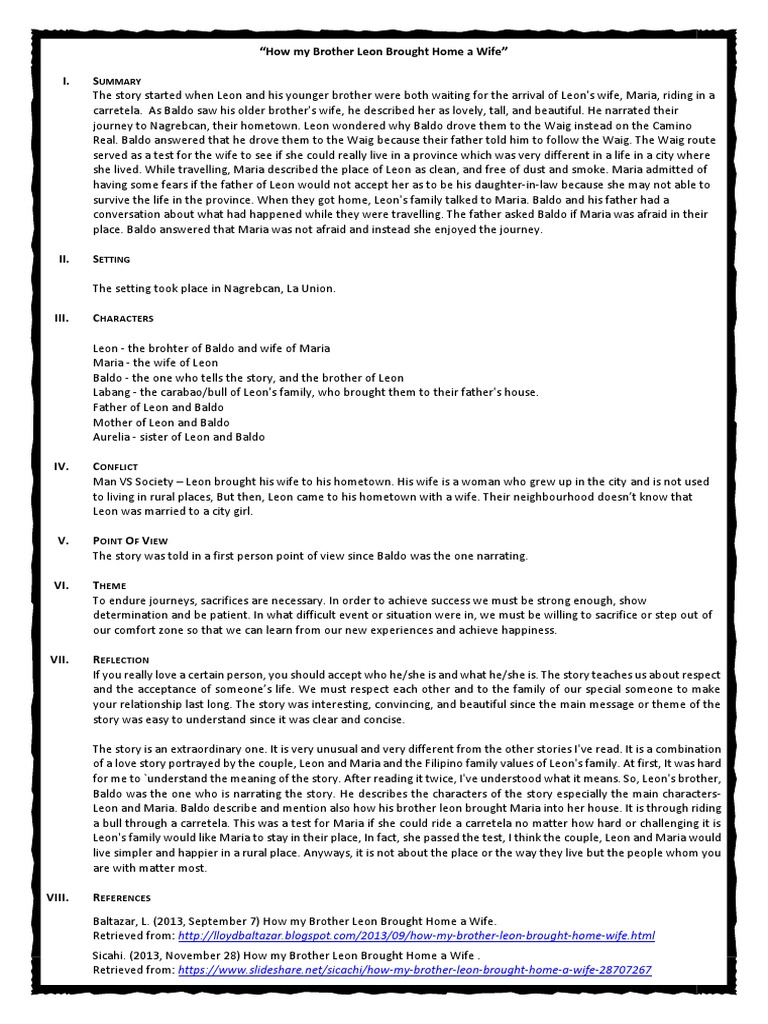 How My Brother Leon Brought Home A Wife | PDF | Narration