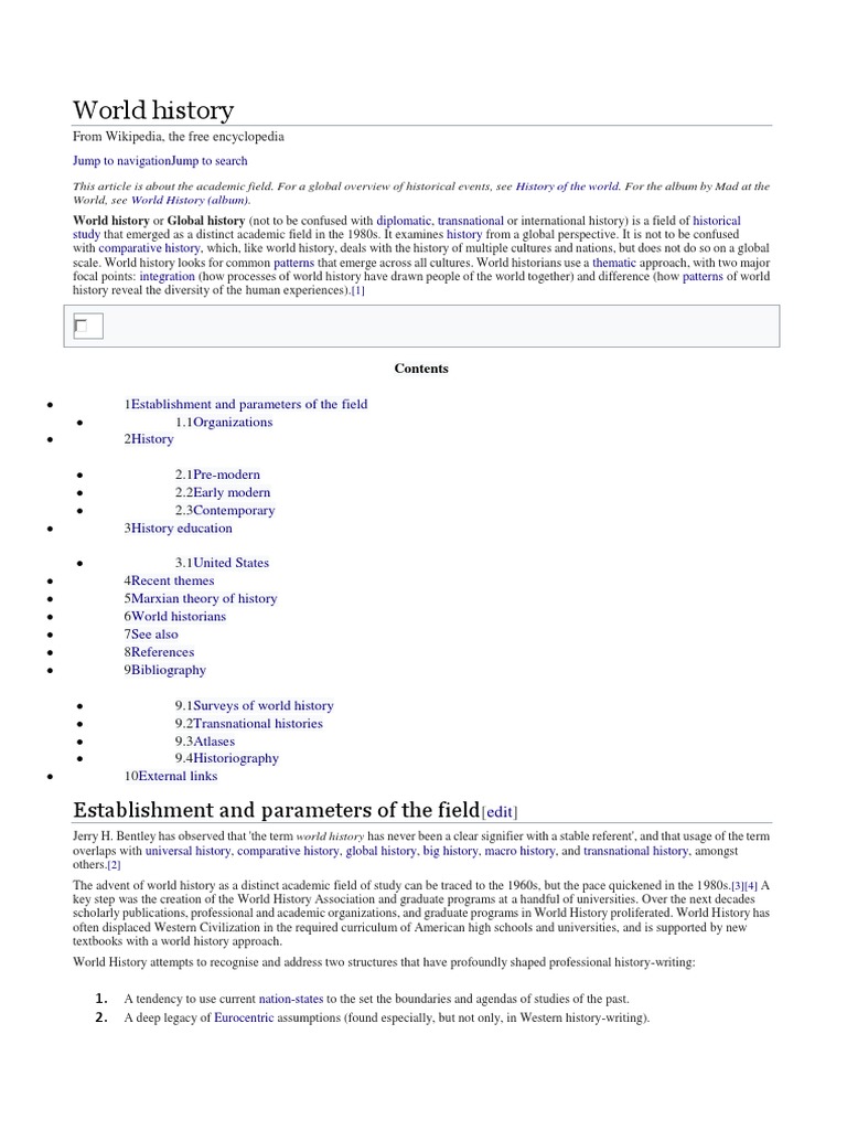 Overview of World History as a Field | PDF | World History