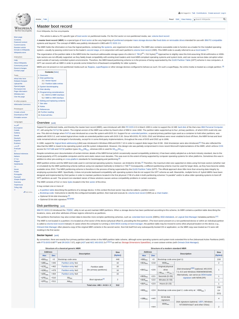 Master Boot Record | PDF | Booting | Computer Data