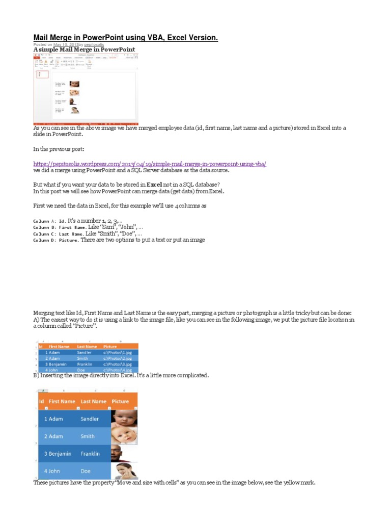 Mail Merge Using VBA PDF Visual Basic For Applications Microsoft
