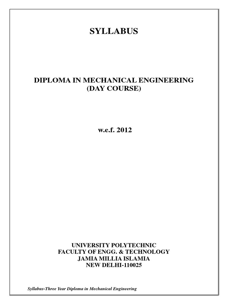 Fet Up Diploma Mechanical Engineering Daycourses PDF Internal