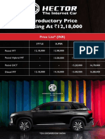 MG Hector PriceList