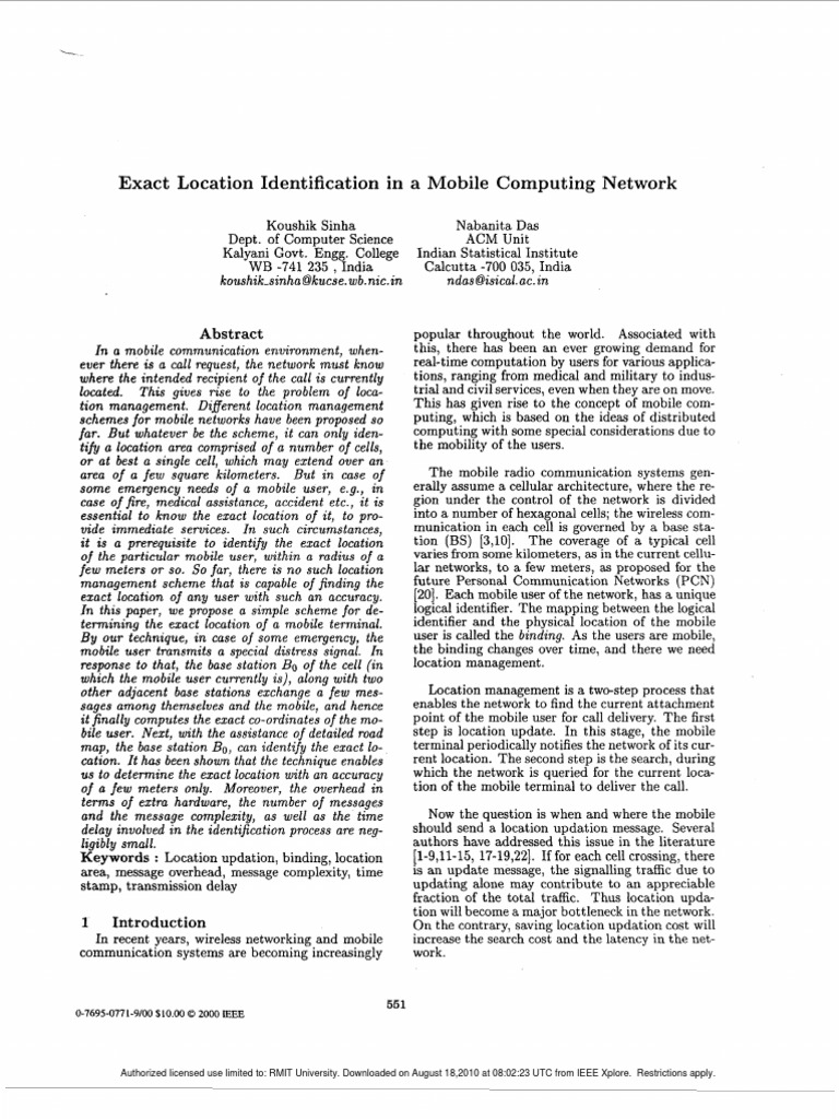 Exact Location Tracking in Mobile Networks | PDF | Digital Technology ...