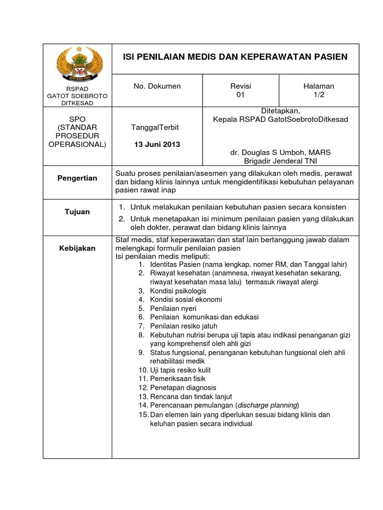 SOP Proses Penilaian Pasien Menjelang Ajal | PDF
