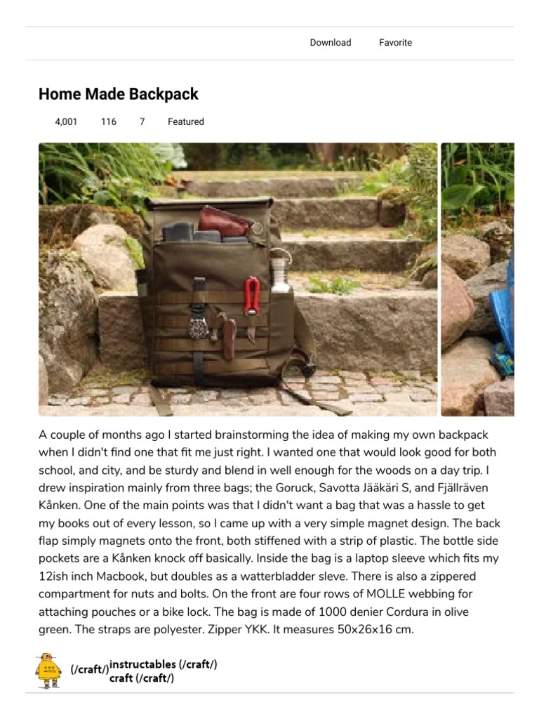 Home Made Backpack: Download Favorite | PDF | Sewing | Backpack