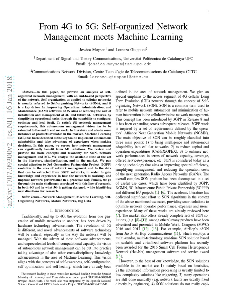 From 4G To 5G - SON Meets Machine Learning PDF | PDF | 4 G | Computer ...