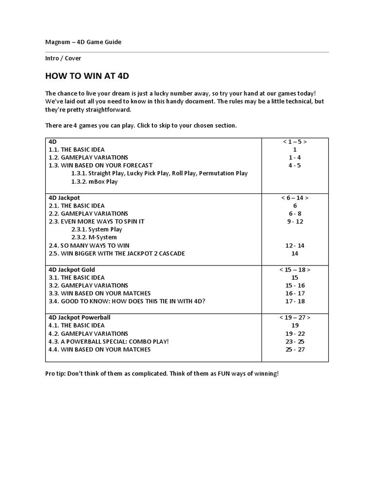Magnum 4d Full Game Guide English Pdf Powerball Games Of Chance