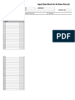 Input Data Sheet For E-Class Record: Region Division School Name School Id