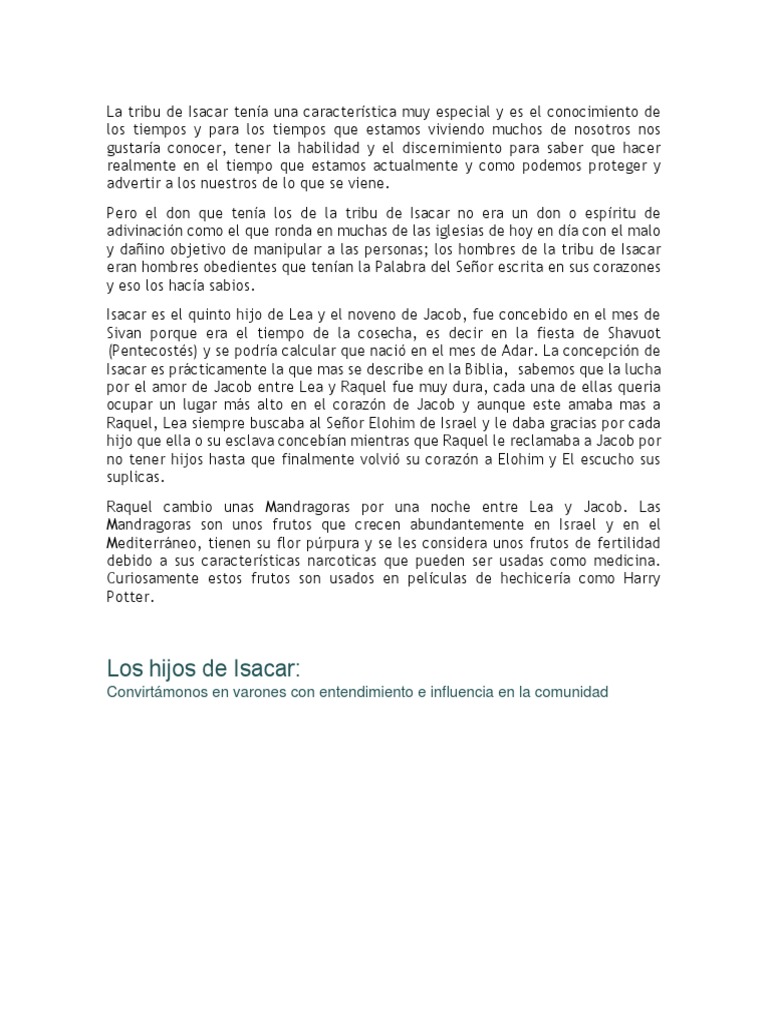La Tribu de Isacar Tenía Una Característica Muy Especial y Es El
