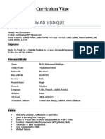 Hafiz Muhammad Siddique: Curriculum Vitae