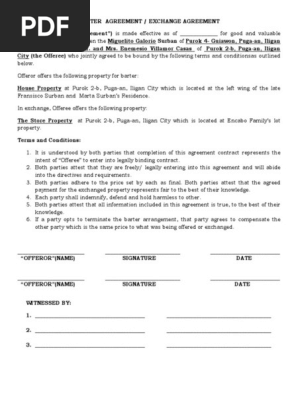 Barter Agreement