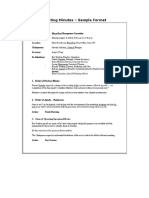 Meeting Minutes - Sample Format