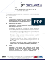 Recomendaciones para el colado de aleaciones de aluminio