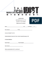 American Idiot Audition Form