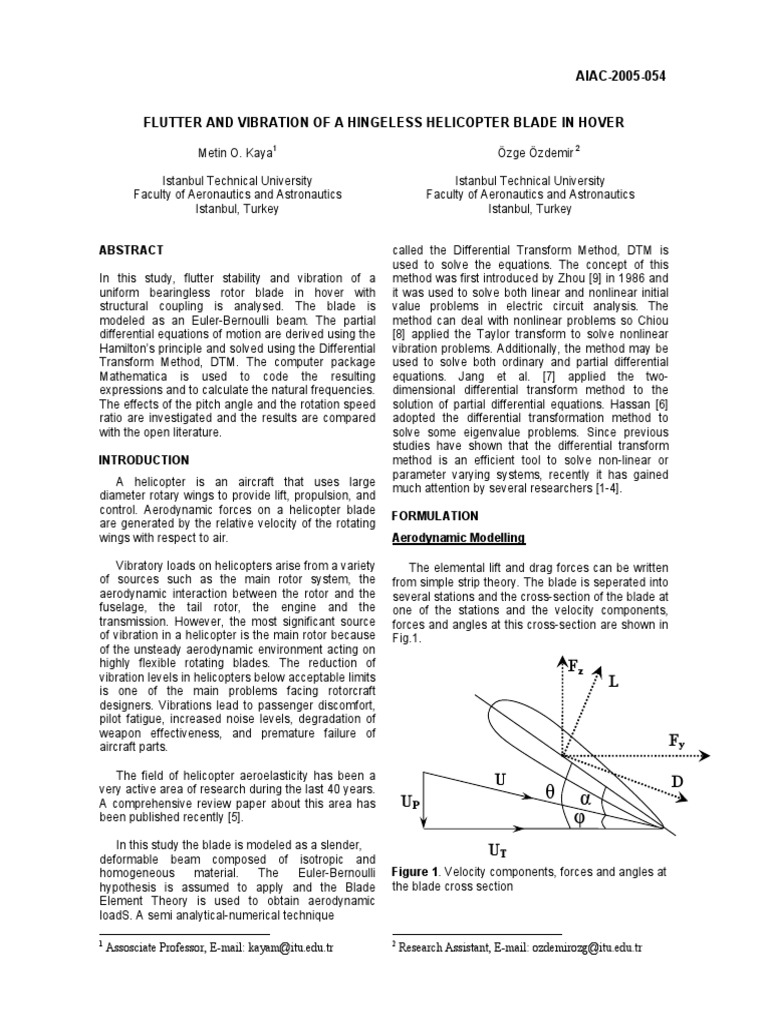 Flutter Analysis of Helicopter Blades in Hover | PDF | Nonlinear System ...